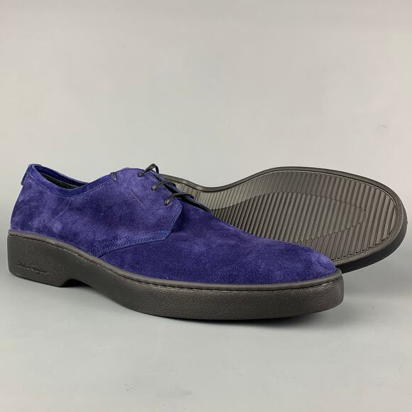 SALVATORE FERRAGAMO Size 11 Purple Suede Lace Up Shoes main image 6